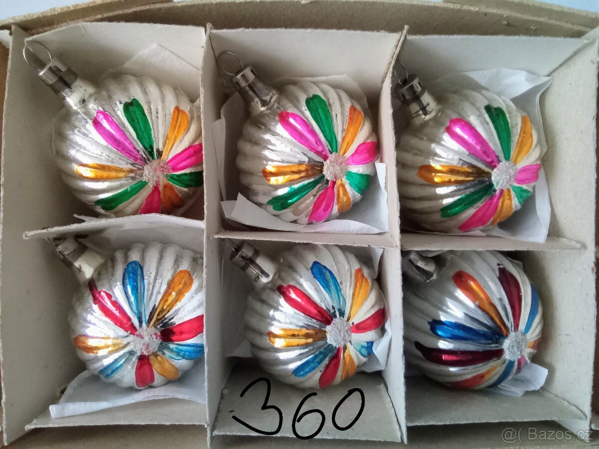 Staré, vánoční ozdoby, špičky, baňky - 17