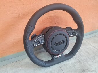 AUDI MULTIFUNKCNY VOLANT S AIRBAGOM A PADLAMI, červená niť - 17