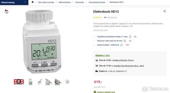 Digitální termostatická hlavice HD13 - 17