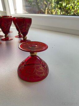 Vintage sada rubínových skleniček - 18 ks - 17