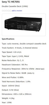 SONY TC-WE705S Double Deck/Dolbx B-C-S/Pitch Control - 17