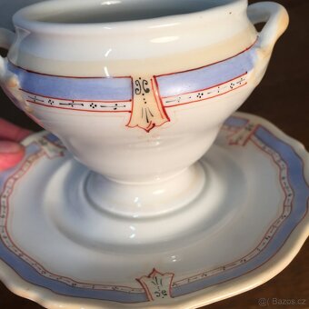 Malovaný porcelán tác talíře omáčník Loket 1833 Biedermaie - 17