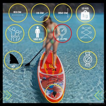 Surfboard Koi SUP PaddleBoard nafukovací 350x83x15cm FEATH-R - 17