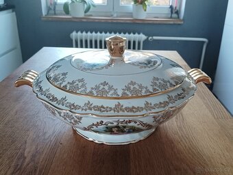 STAROŽITNÁ PORCELÁNOVÁ TERINA A TALÍŘ LIMOGES FRANCIE - 17