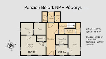Útulný byt 2+KK 39 m2 v Bělé u Malont – vlastní parkování, s - 17