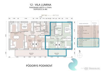 Byt 4+kk, 101,45m2, dvoupodlažní, balkón, terasa, Vráto, okr - 17