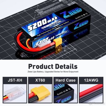 BATERIE LIPO ZEEE 5200mAh 50C/100C 7,4V 38,48Wh-2ks - 17