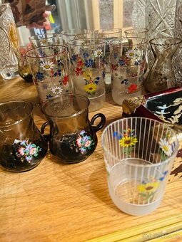 Porcelán sošky sklenice broušené sklo - 17