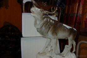 Hezký, starý ,veliký keramický jelen-Royal Dux-1918-1938 - 17