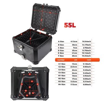 Zadní motokufr TopCase 45L nebo 55L hliníkový - 17
