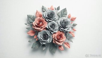 Papírová origami kytice růží - 17
