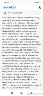 Notebook,ASUS ,500 GB HDD,funkční - 17