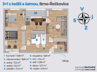 Prodej bytu 3+1 se šatnou a lodžií - BRNO-ŘEČKOVICE - 17