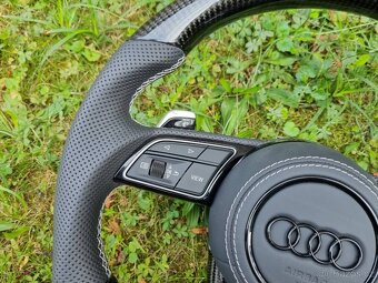 AUDI VOLANT KARBONOVY ZKOSENY s airbagom a RS padlami - 17