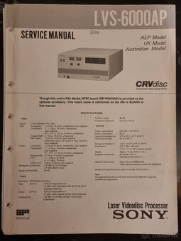 SONY LVR-6000 LD rekordér -SONY LVS-6000P video procesor - 17
