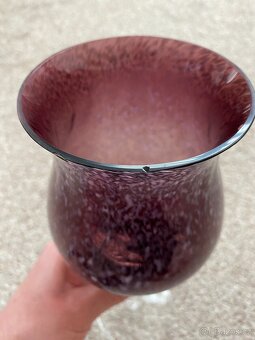 Velká číše z hutního skla  900 ml - fialová s bílým vzorem - 17