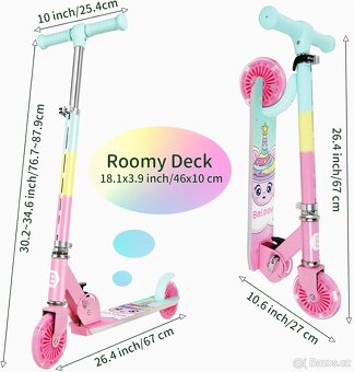 Nová dětská LED koloběžka scooter (116) - 17