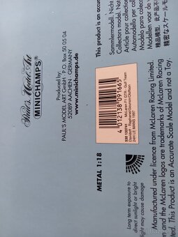 Prodám McLaren F1 GTR Gulf - 1:18 - Minichamps-limitovaný - 17