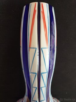ZAMLUVENO-STAROŽITNÁ PŘEJÍMANÁ SKLENĚNÁ VÁZA RETRO 31CM - 17