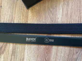 Nový set opasků BANDI - černý kožený, černý s pruhy pružný - 17
