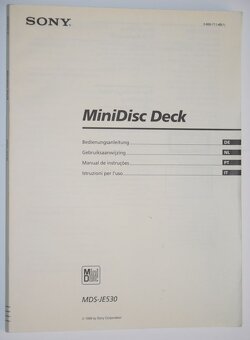 Minidisc deck SONY MDS-JE530,10xMD, manuál a kabely cinch - 17