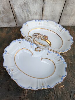 Starožitná dvojmiska s modrozlatým zdobením. - 17