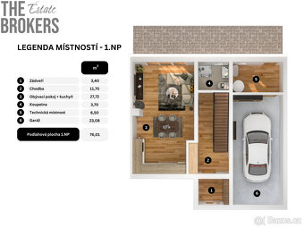 Prodej řadového domu, 145 m2, garáž, pozemek 385 m2, Bylany  - 17