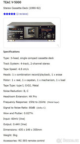 TEAC V-5000 Stereo Deck/ 3Head/ Dolby B-C/ HX PRO/ MPX/Japan - 17