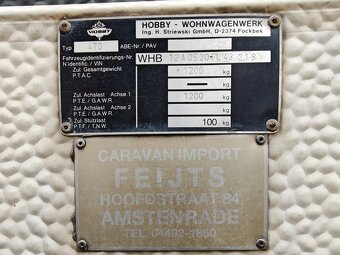 Cestovní karavan HOBBY 470 Classic pro 4 osoby - 17