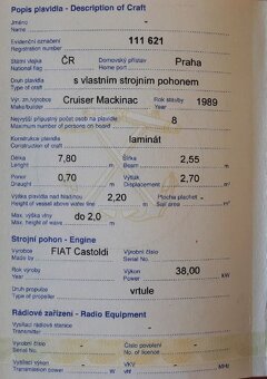Motorová kajutová loď 7,5m - 17