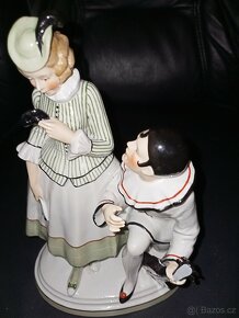 Fasold Stauch Pierrot a kolombína porcelán soška - 17