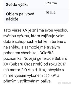 Subaru XV, 2.0i, 4x4 110 kw, původ ČR, automat, tažné - 17