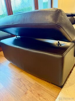 Kožená hnědá sedací souprava DeFo - 17