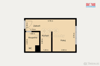 Pronájem bytu 1+kk, 19 m², Aš, ul. Dobrovského - 17