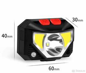 Čelová svítilna COB-LED+červené světlo,ultralehká,vodotěsná, - 17