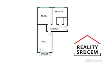 Pronájem bytu v os. vlast. o velikosti 2+1+balkon/58 m2 na u - 17