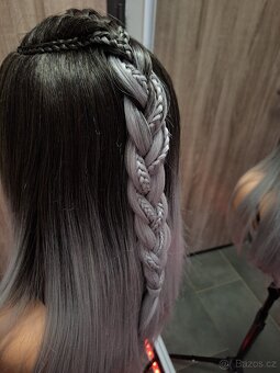 Rovná paruka s krajkou vpředu, blond ombre s copem 71350 - 17