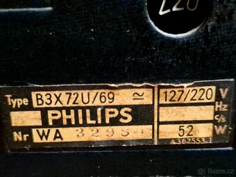 Staré rádio Philips B3X72U/69, 1957-58, Holandsko - 17