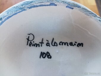 BRETAŇSKÁ FAJÁNS VÁZA QUIMPER RUČNĚ MALOVANÁ - 17