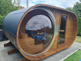 Venkovní finská oválná sauna s panoramatickým oknem - 17