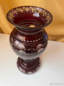 Rubínová stará váza Egermann - 17