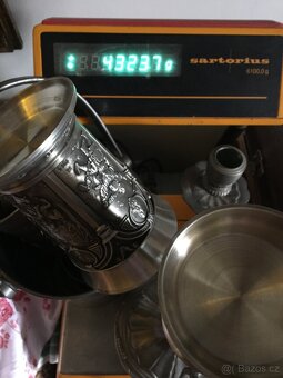 sbírka cínu pohár číše svícen mísa džber Cín - punc - 17