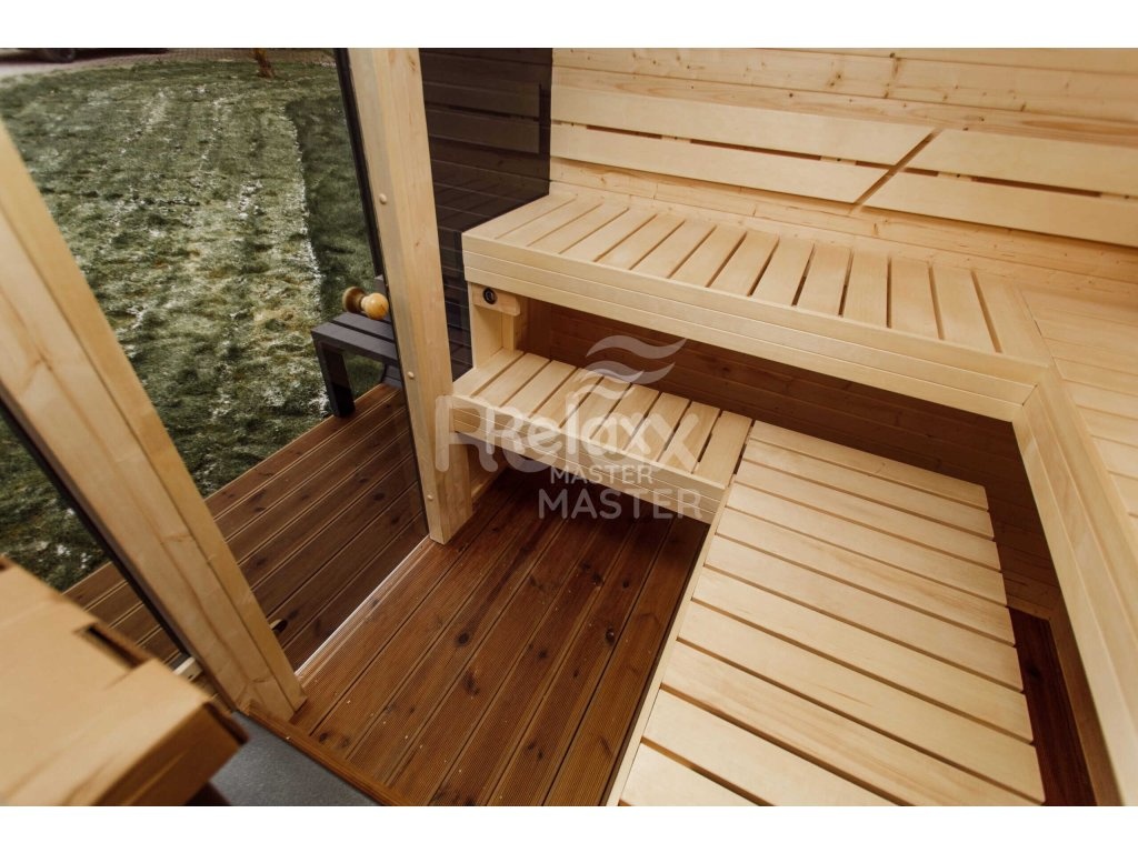 Zahradní finská sauna CUBE sauna 3M s terasou - 18