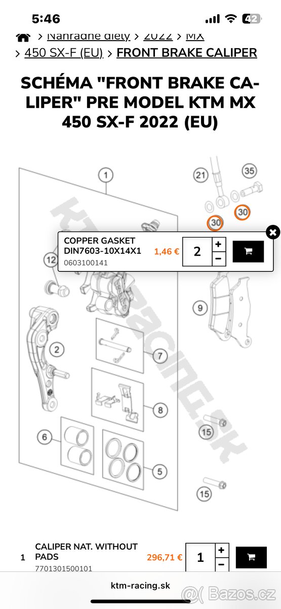 Ktm/ hsq predna brzda brembo SX - 18