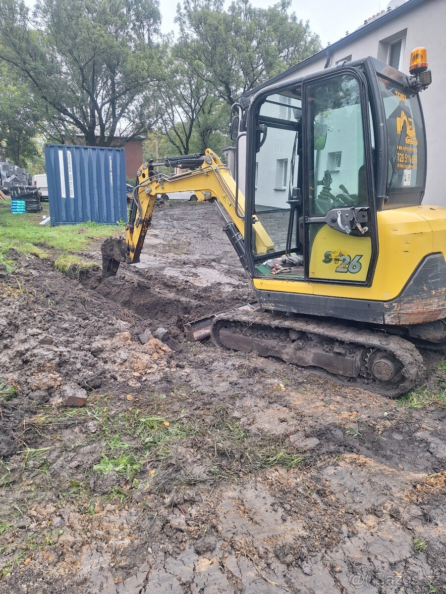 Výkopové práce minibagrem Yanmar, přeprava vozíkem 3t - 18