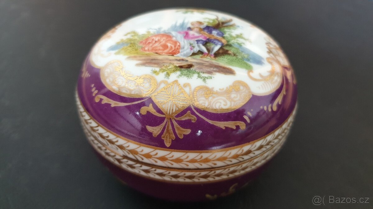 Starožitná porcelánová šperkovnice "Míšeňský Styl" - 18
