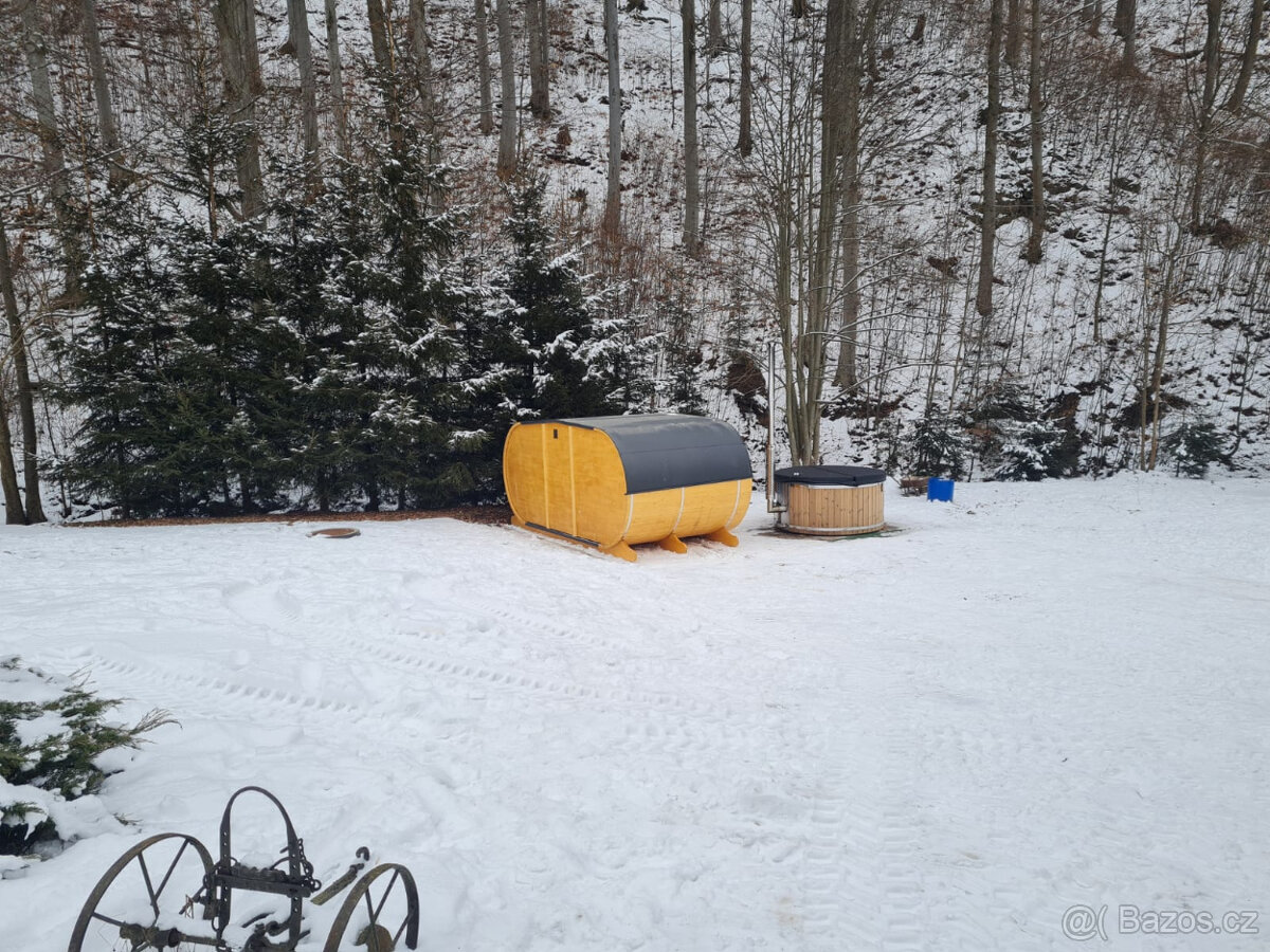 Venkovní oválná sauna s panoramatickým oknem s odpočívárnou - 18