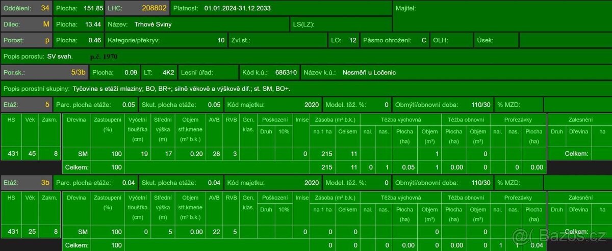 Prodám lesní pozemky v k.ú. Nesměň u Ločenic - 18
