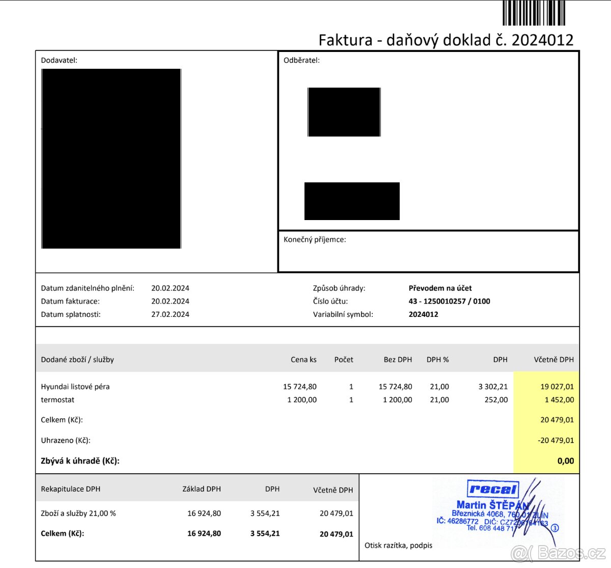 HYUNDAI H1 2.5 TDi 103kW / 3 místa / 197.000 KM / CENTRAL / - 18