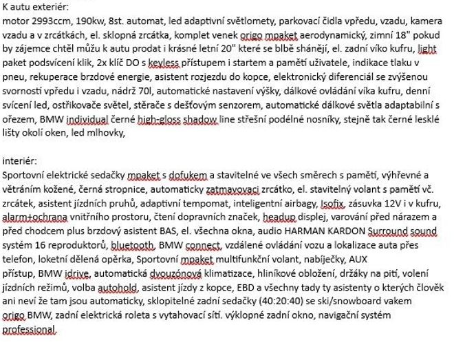 BMW 530d M-paket xDrive facelift Harman/Kardon HUD ČR 2016 - 18